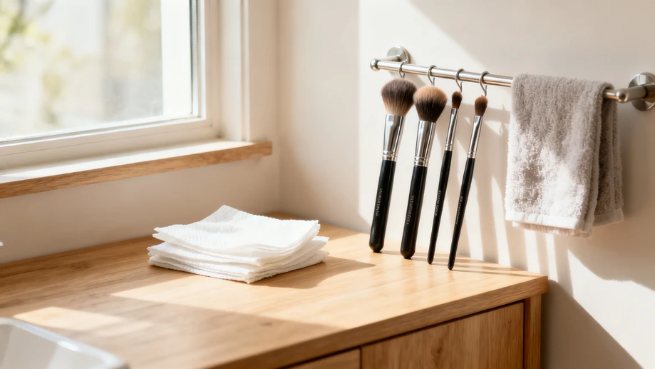 Most people never notice that their daily frequently used large face powder brushes hide a clever little drying trick to extend their total service life